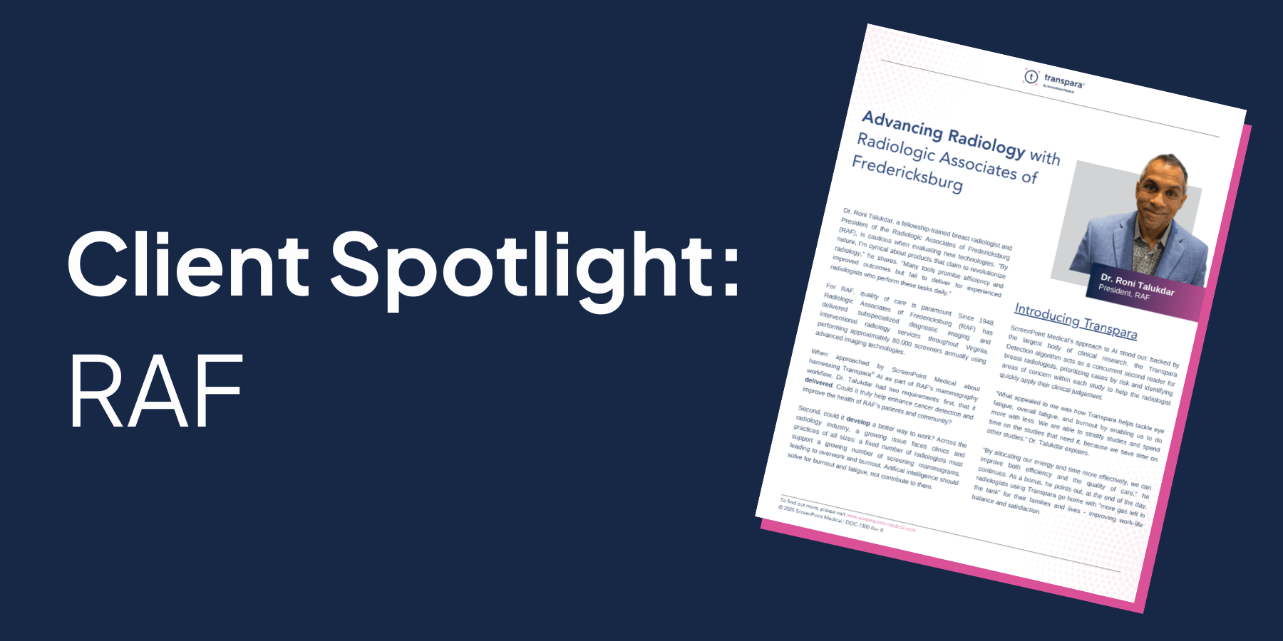 Radiologic Associates of Fredericksburg uses Transpara Breast AI